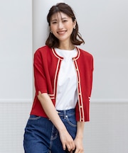 【UVカット・洗える】リンクスバイカラー カーディガン