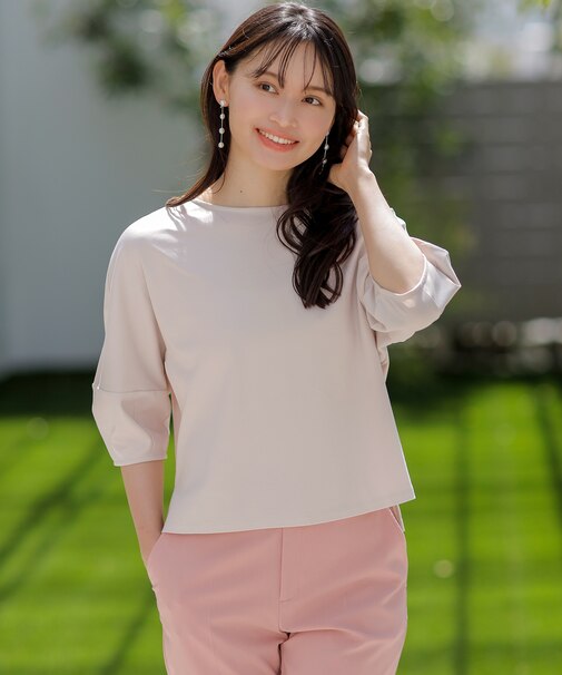 【撥水・汗ジミ防止・UVケア・洗える】スーピマスムース クロップド Tシャツ