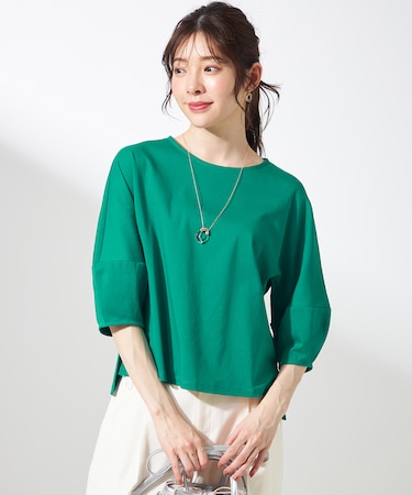 【撥水・汗ジミ防止・UVケア・洗える】スーピマスムース クロップド Tシャツ