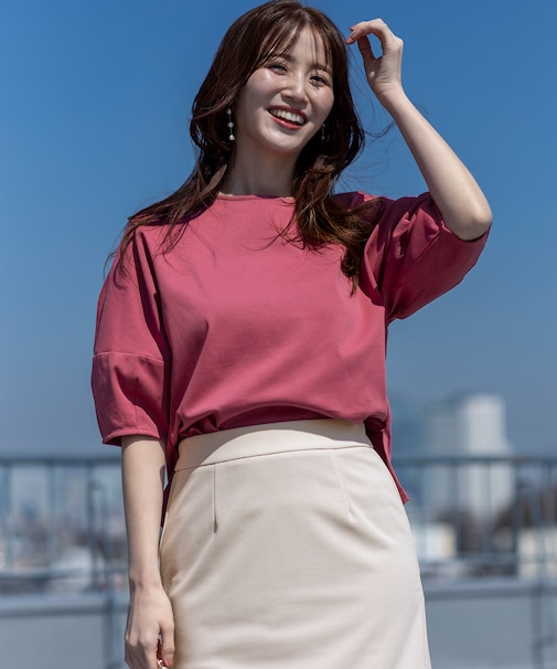【撥水・汗ジミ防止・UVケア・洗える】スーピマスムース クロップド Tシャツ