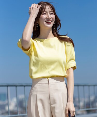 【撥水・汗ジミ防止・UVケア・洗える】スーピマスムース 袖タック Tシャツ