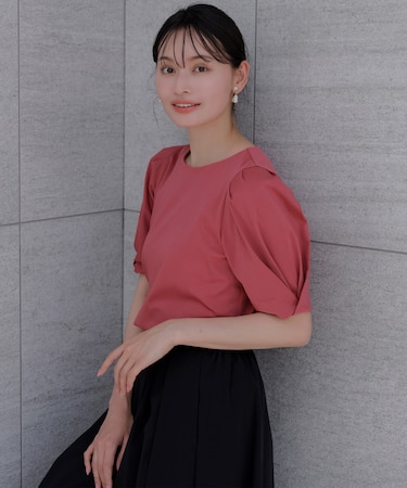 【撥水・汗ジミ防止・UVケア・洗える】スーピマスムース 袖タック Tシャツ