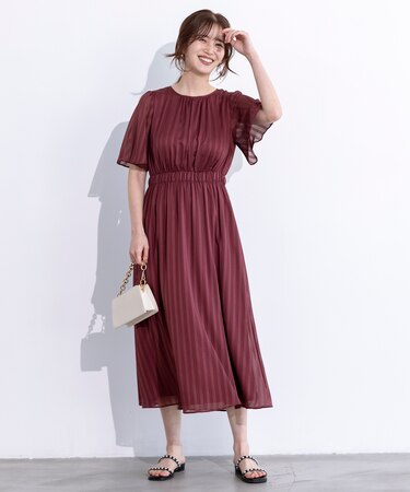 【洗える】シアーパターン ワンピース