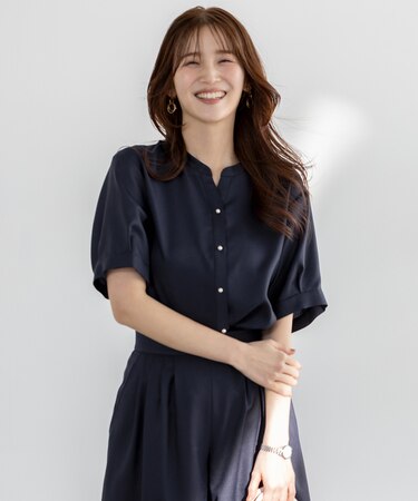 【接触冷感・UVカット・速乾】スムージーポリエステル 2WAY ブラウス
