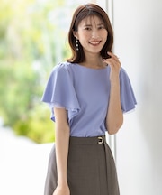 【接触冷感・UVケア】着映えフリルスリーブ カットソー