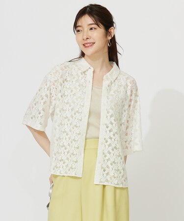 【洗える】レース シャツ
