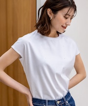 【洗える】ビジュー付き カットソー