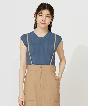【洗える】レーシーディテールフレンチ ニット
