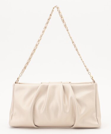 【2WAY】ギャザーチェーンクラッチショルダー バッグ