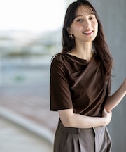 【洗える】シアーベロアドレープ Tシャツ
