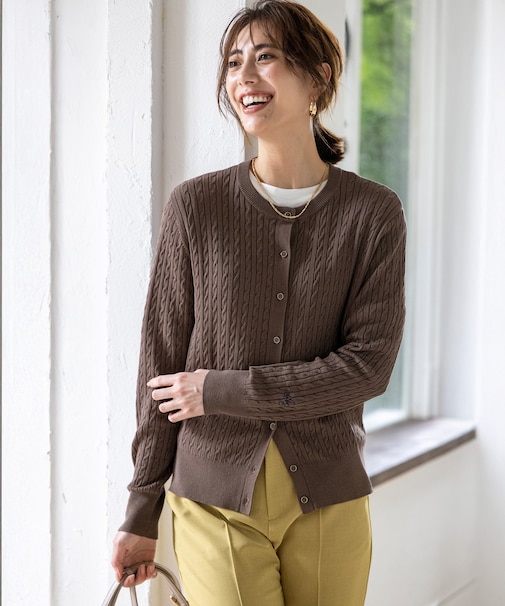 【UVカット・洗える】ケーブルニット カーディガン