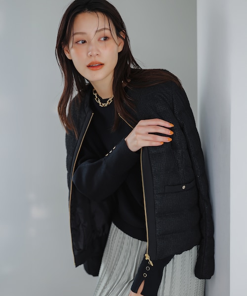 ☆美品☆ツイードノーカラー ダウンジャケット &mall（アンドモール）三井ショッピングパーク公式通販