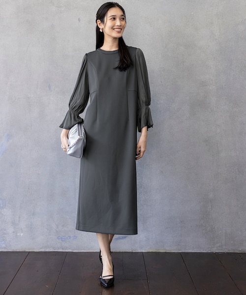 洗える】ベルスリーブナロー ドレス｜エニィスィスの通販｜&mall