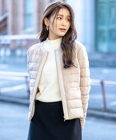 【撥水・洗える】2WAYノーカラーダウン ジャケット