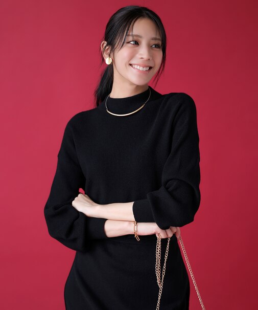 【CICA加工】 ビューティ畔ボトルネック ニット