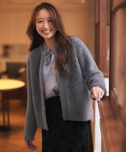 【洗える】フェザーニット ジャケット