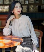 【裏起毛】エニポカ バンドカラー ブラウス