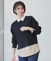 ニットレイヤード シャツ ツインセット