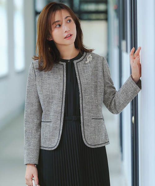 ライトストレッチ ツイード ジャケット｜エニィスィスの通販｜&mall
