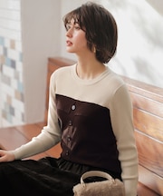 ビスチェ風 長袖 ニット