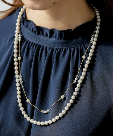 ジュエルパール調2連 ネックレス