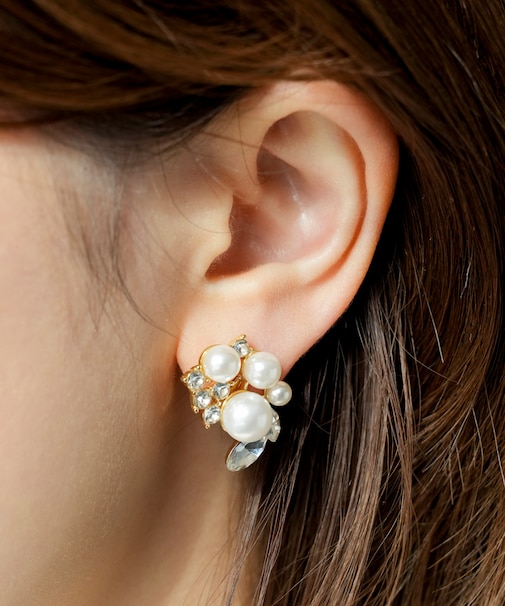 パール調ジュエル イヤリング