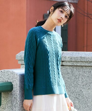 ケーブル ニット プルオーバー