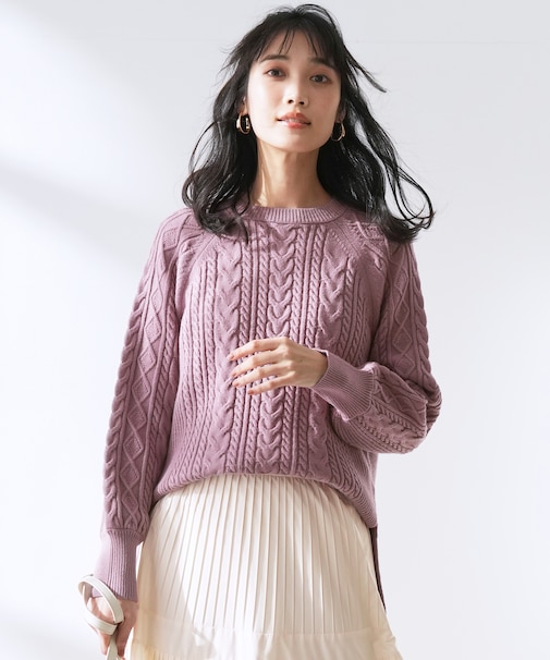 ケーブル ニット プルオーバー