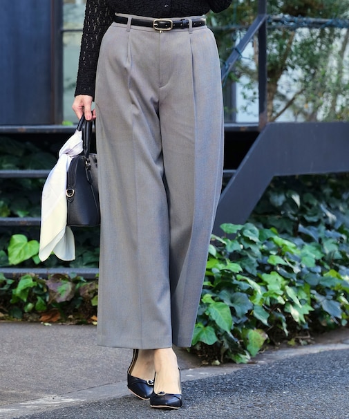 褒めらレディストレッチ ワイドパンツ