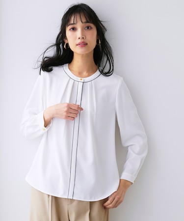 フロントタックバイカラー ブラウス