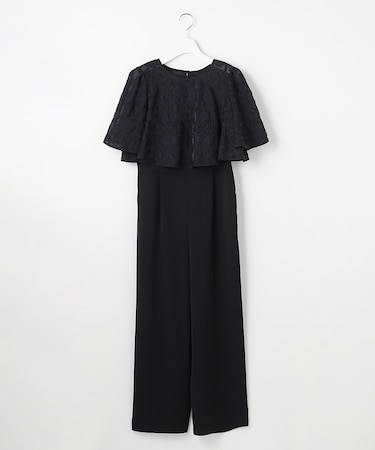 【2SET】ジャガード ケープ トップス × サロペット