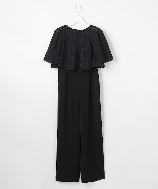 【2SET】ジャガード ケープ トップス × サロペット