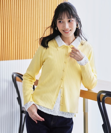 ポロカラーリブ ニット