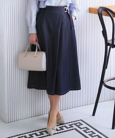 シャンブレーベルテッド スカート