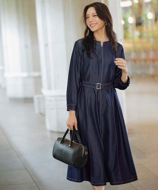 シャンブレーベルテッド ワンピース