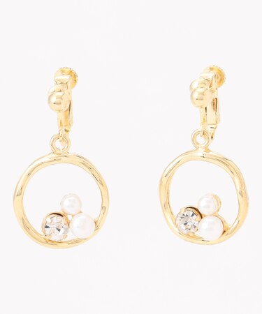 フープパール調ストーン イヤリング