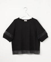 チュール切替ランタンスリーブ プルオーバー