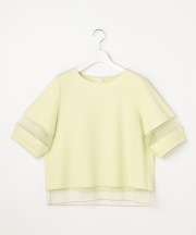 チュール切替ランタンスリーブ プルオーバー