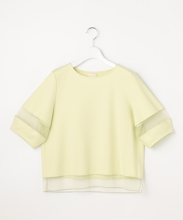 チュール切替ランタンスリーブ プルオーバー