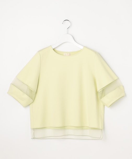 チュール切替ランタンスリーブ プルオーバー