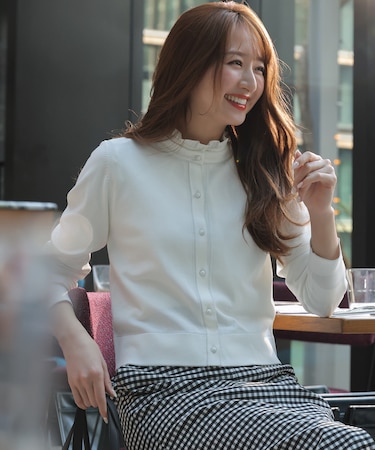 【好印象ブライトニット】ラメライン カーディガン