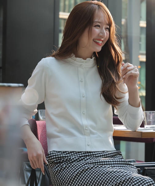 【好印象ブライトニット】ラメライン カーディガン