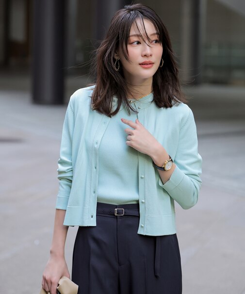 【好印象ブライトニット】ラメライン カーディガン