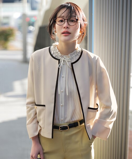 シアーメッシュ ノーカラージャケット