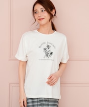 フラワープリント ロゴＴシャツ