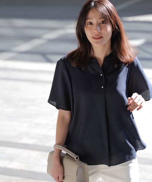 スムージーポリエステル スキッパー ブラウス