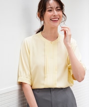 バンドカラーフロントタック ブラウス