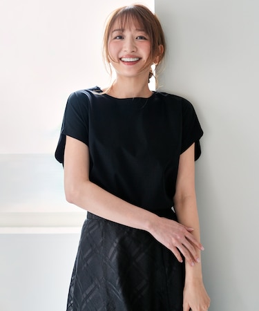 【シルクタッチさら魅せTシャツ】後ろコクーン プルオーバー