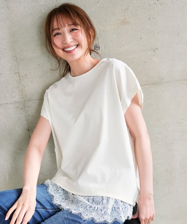 【シルクタッチさら魅せTシャツ】後ろコクーン プルオーバー