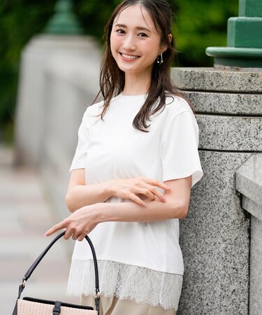 裾レース半袖Ｔシャツ